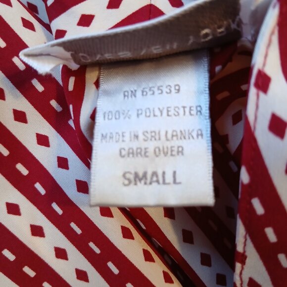 Red Stripe Wrap Dress Long Retro '70s Style Jones New York Pockets Sash Size S - Picture 7 of 8